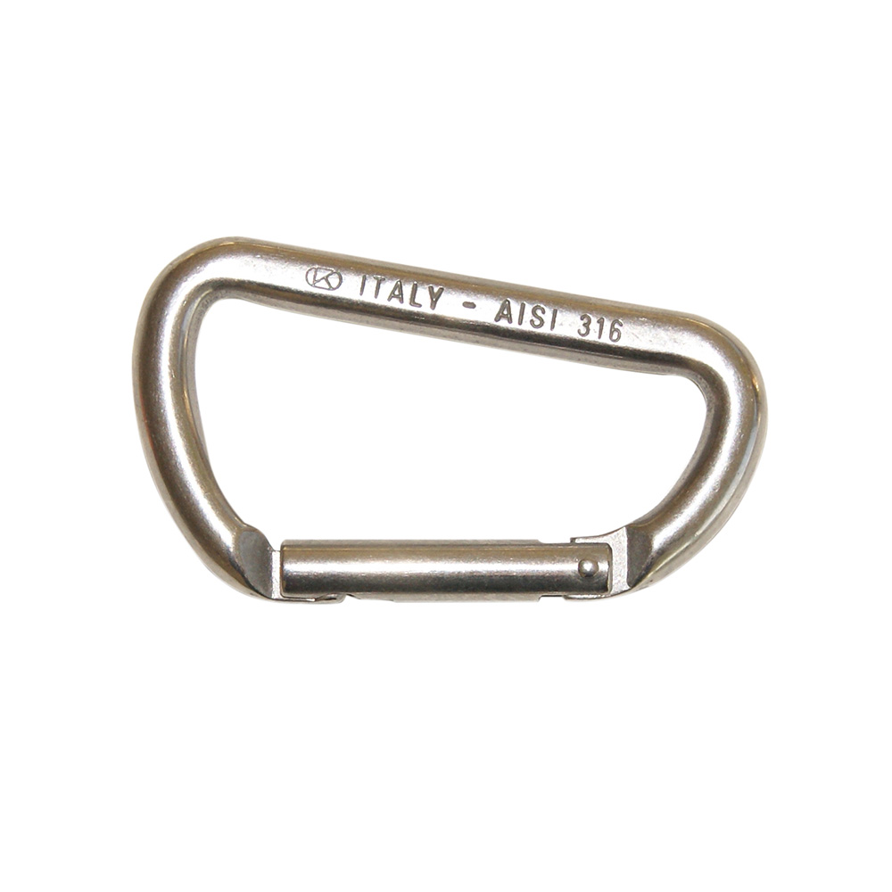 Carabiner hook with flush closure AISI 316 12 mm