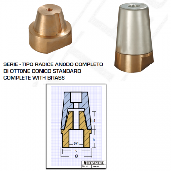 Ogive Zinc Anode Complete with Conical Brass