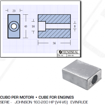 Cube for Johnson Motors 160 280 HP Evinrude