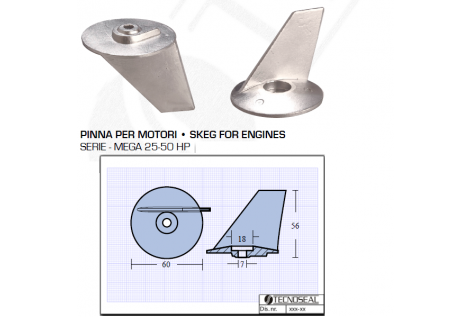 Fin for Engines Tohatsu Mega 25 50 HP