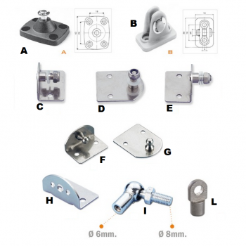 Spare parts brackets for gas springs