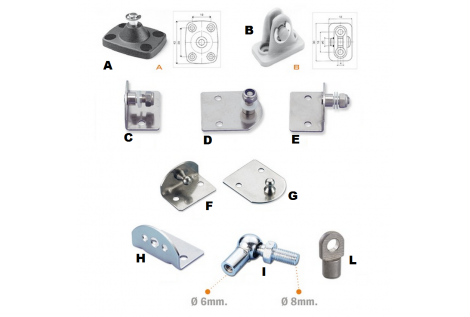 Spare parts brackets for gas springs