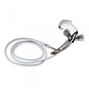 White Lever Hand Shower Mixer and 2.50 m Pipe