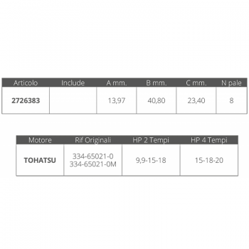 IMPELLER TOHATSU 2 / 4T 9.9-15-18 HP