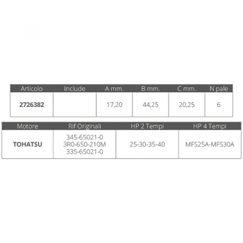 IMPELLER TOHATSU 2T 25-30 HP