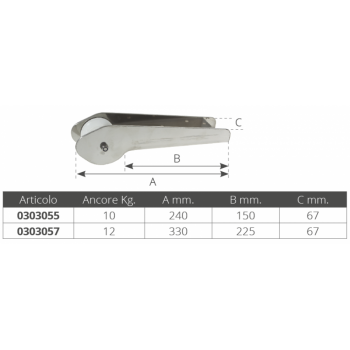 Bow roller fixed stainless steel