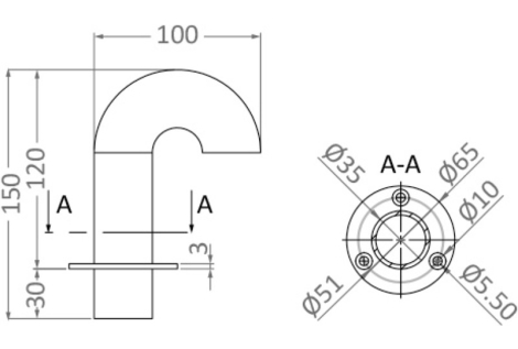 Elbow outlet for electrical cables AISI 316 