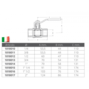 1/4 INOX 316 BALL VALVE